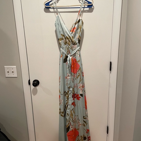 Lulus Still the One Floral Faux Wrap Dress, EUC, Size Small, Sage green color - Picture 3 of 13